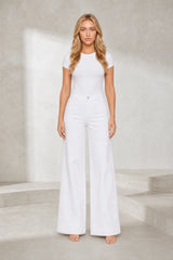 White Mid-Rise Wide-Leg Jeans