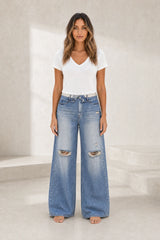 Blue relaxed-fit mid-rise jeans