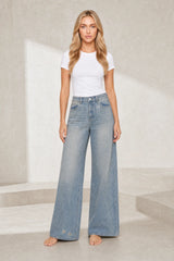 Relaxed Fit Washed Blue Jeans