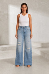 Ripped blue relaxed-fit jeans