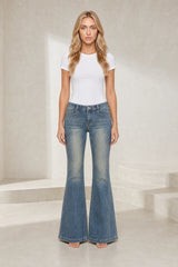 Blue Washed Flared Jeans