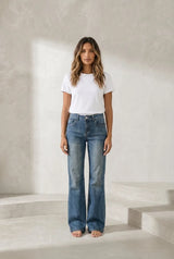 Washed Blue Flared Jeans