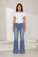 Mid-Rise Flared Blue Jeans