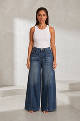 High-Waist Blue Wide-Leg Jeans