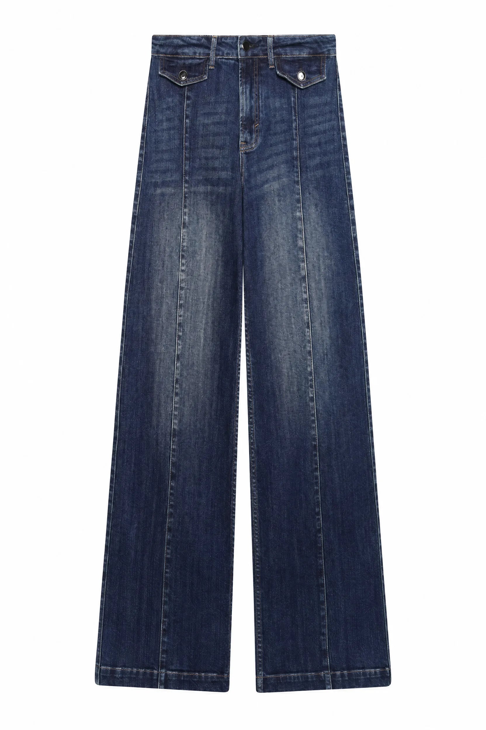 Jean bleu taille haute coupe large | Lounelle Paris