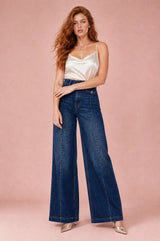 Blue High-Waisted Wide-Leg Jeans