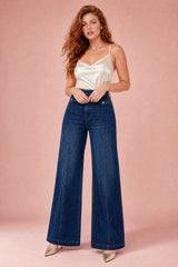 Blue High-Waisted Wide-Leg Jeans