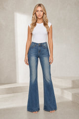 Blue High-Waisted Flare Jeans