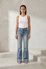 High-Waist Flared Blue Jeans