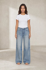 Blue mid-rise loose-fit jeans