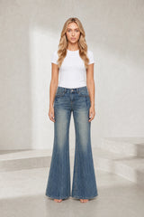 Mid-Rise Dark Blue Flare Jeans