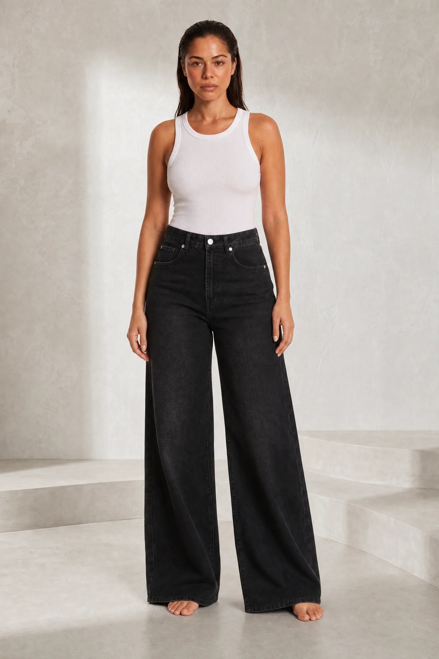 Jean taille haute jambe large | Lounelle Paris