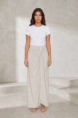 Beige Draped Wrap Skirt