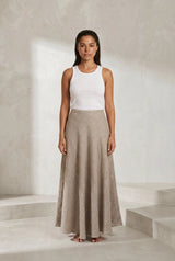 Long beige flared skirt