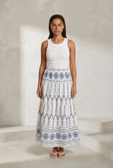 Printed Long Flounced Skirt