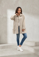 Oversized beige notched lapel coat