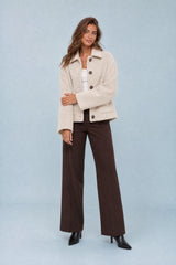 Cropped Oversized Button-Front Coat