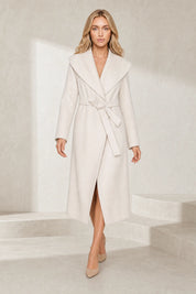 Manteau long col châle ceinturé | Lounelle Paris