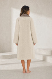 Manteau long réversible col duveteux | Lounelle Paris
