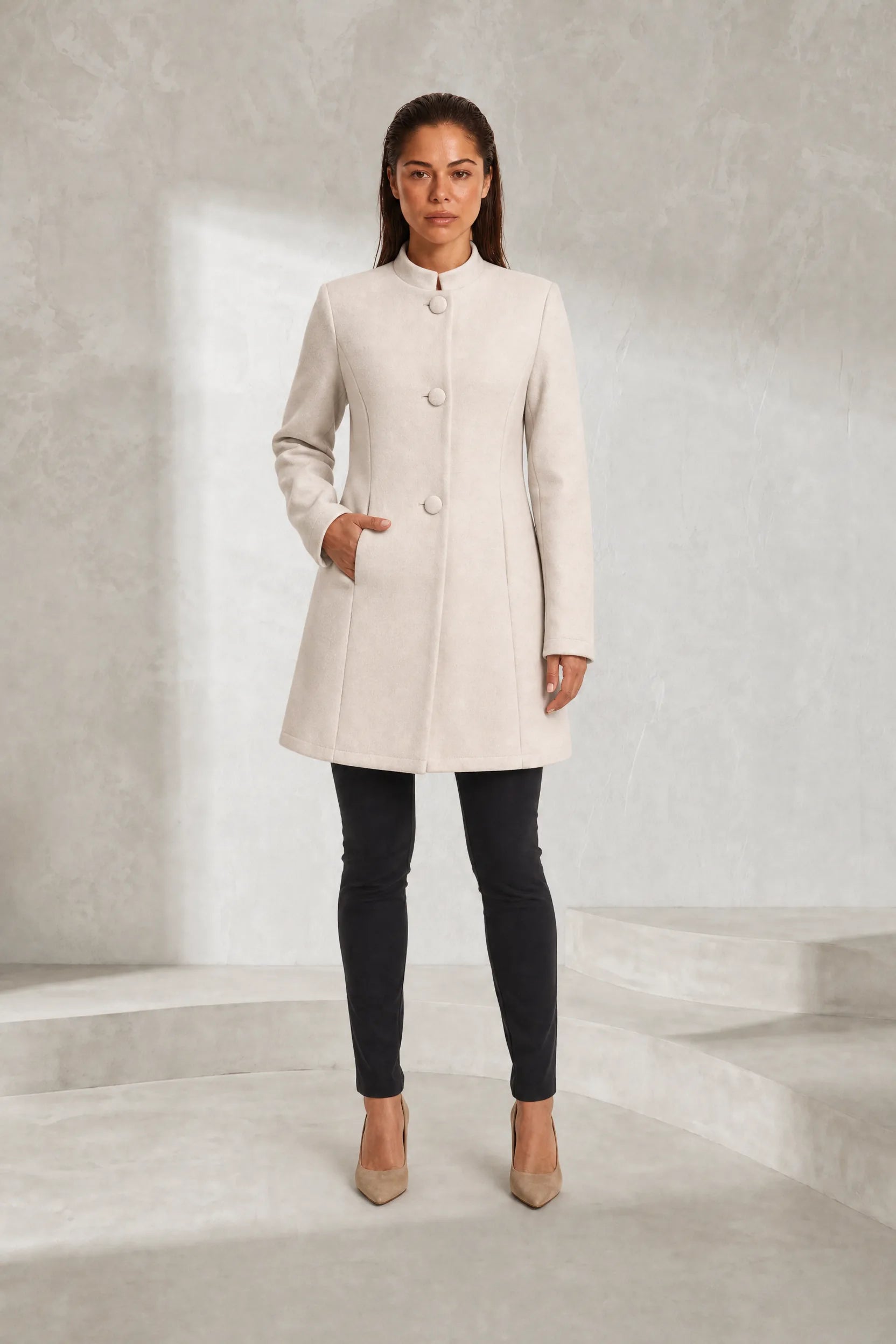 Manteau mi-long à col montant | Lounelle Paris