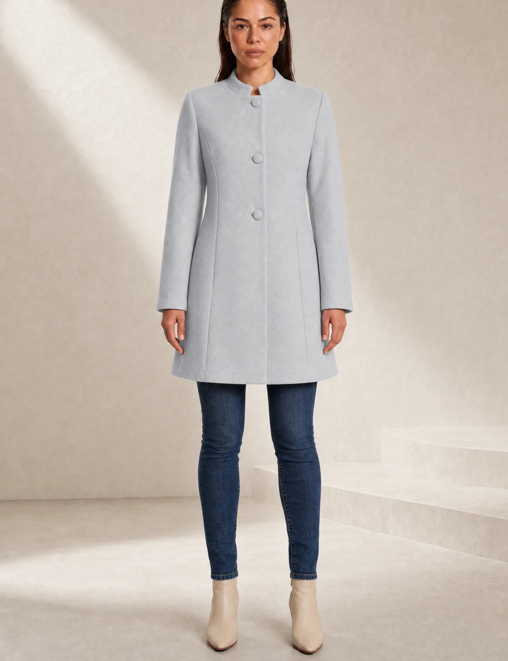 Manteau mi-long à col montant | Lounelle Paris