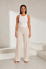 Pleated Apricot Mid-Rise Pants