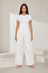 White Loose Fit Washed Effect Pants