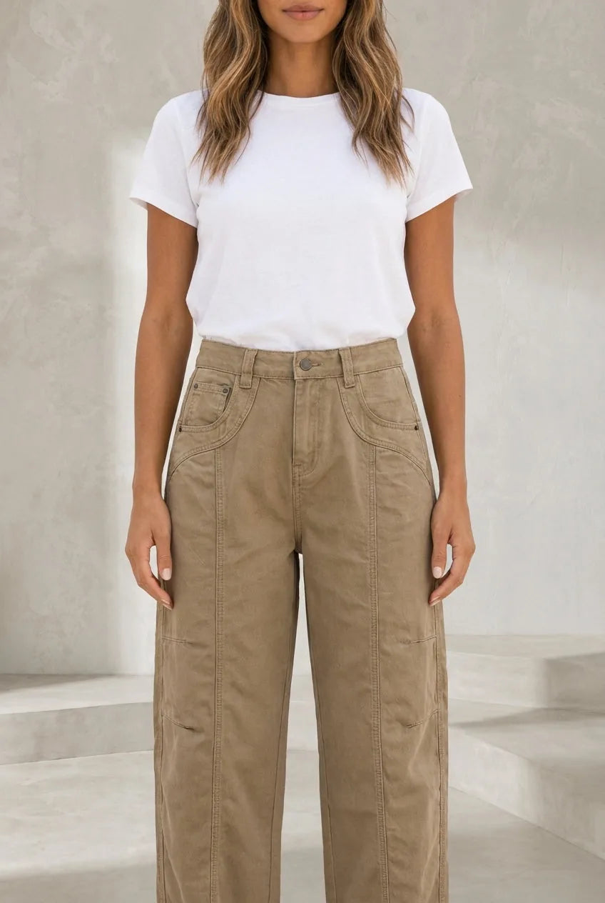 Pantalon cargo ample taille mi-haute | Lounelle Paris