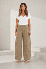 Mid-rise loose cargo pants