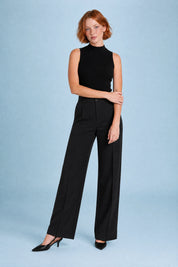 Pantalon de tailleur fluide taille haute | Variante Noir | Lounelle Paris