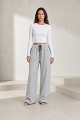 Gray High-Waist Wide-Leg Pants
