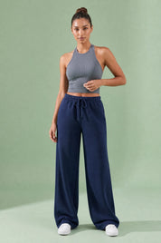 Pantalon large à cordon | Variante Bleu marine | Lounelle Paris