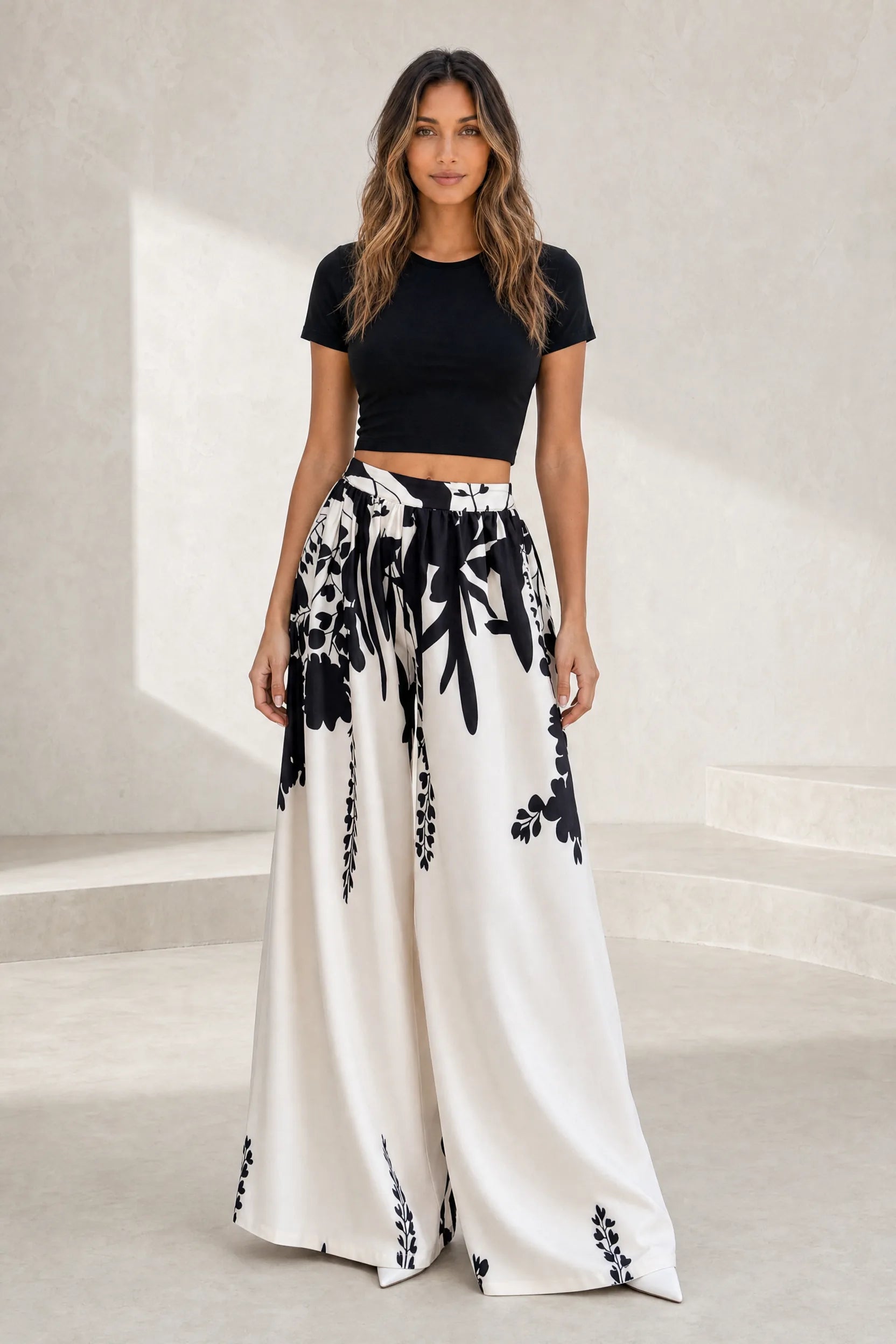 Pantalon large à imprimé floral | Lounelle Paris
