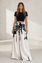 Floral Print Wide-Leg Pants
