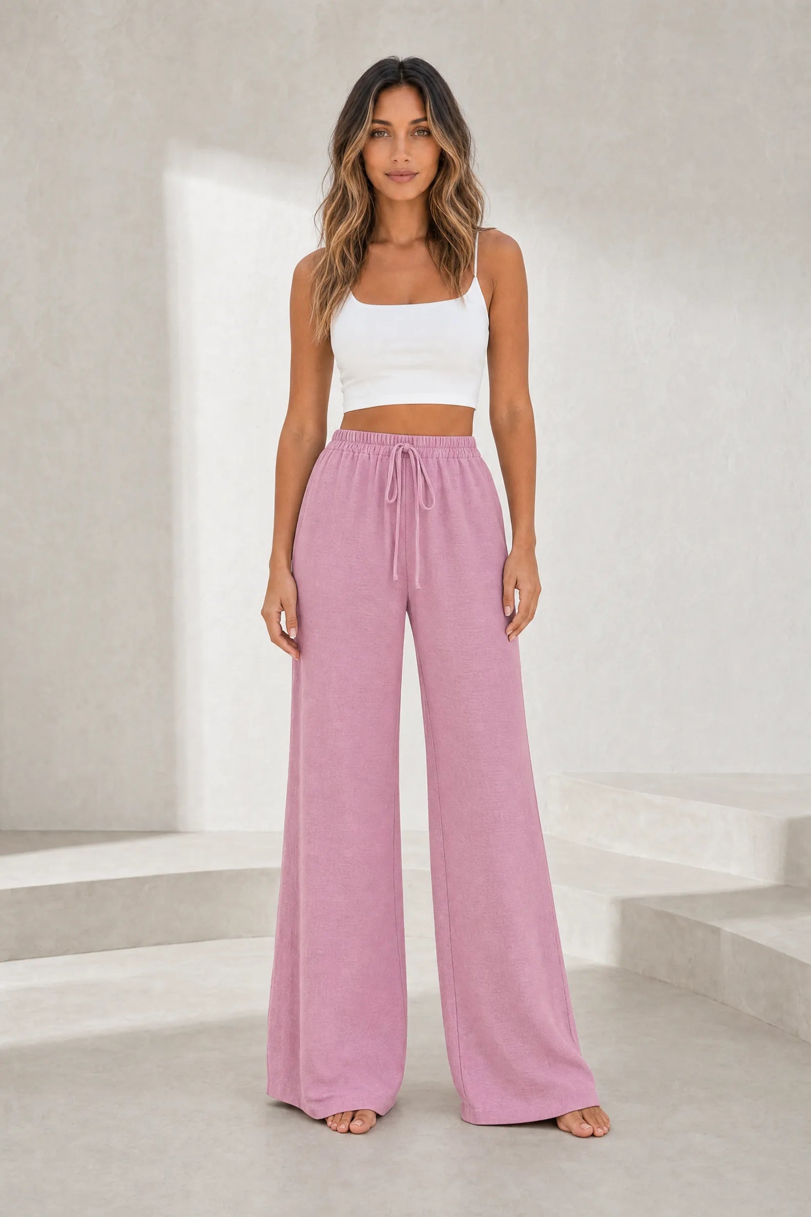 Pantalon large fluide à cordon | Lounelle Paris