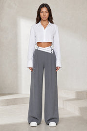 Pantalon large taille haute croisée | Lounelle Paris