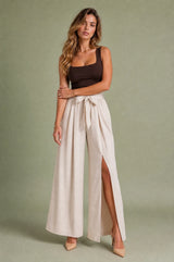 High-Waisted Wide-Leg Split-Hem Pants