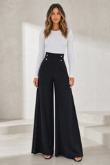 High-waist wide-leg fluid pants