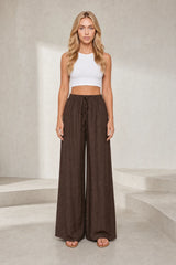 Brown Wide Leg High Waist Pants