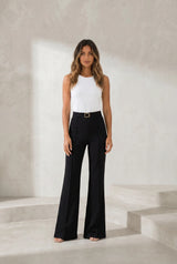 Black High-Waist Flared Pants