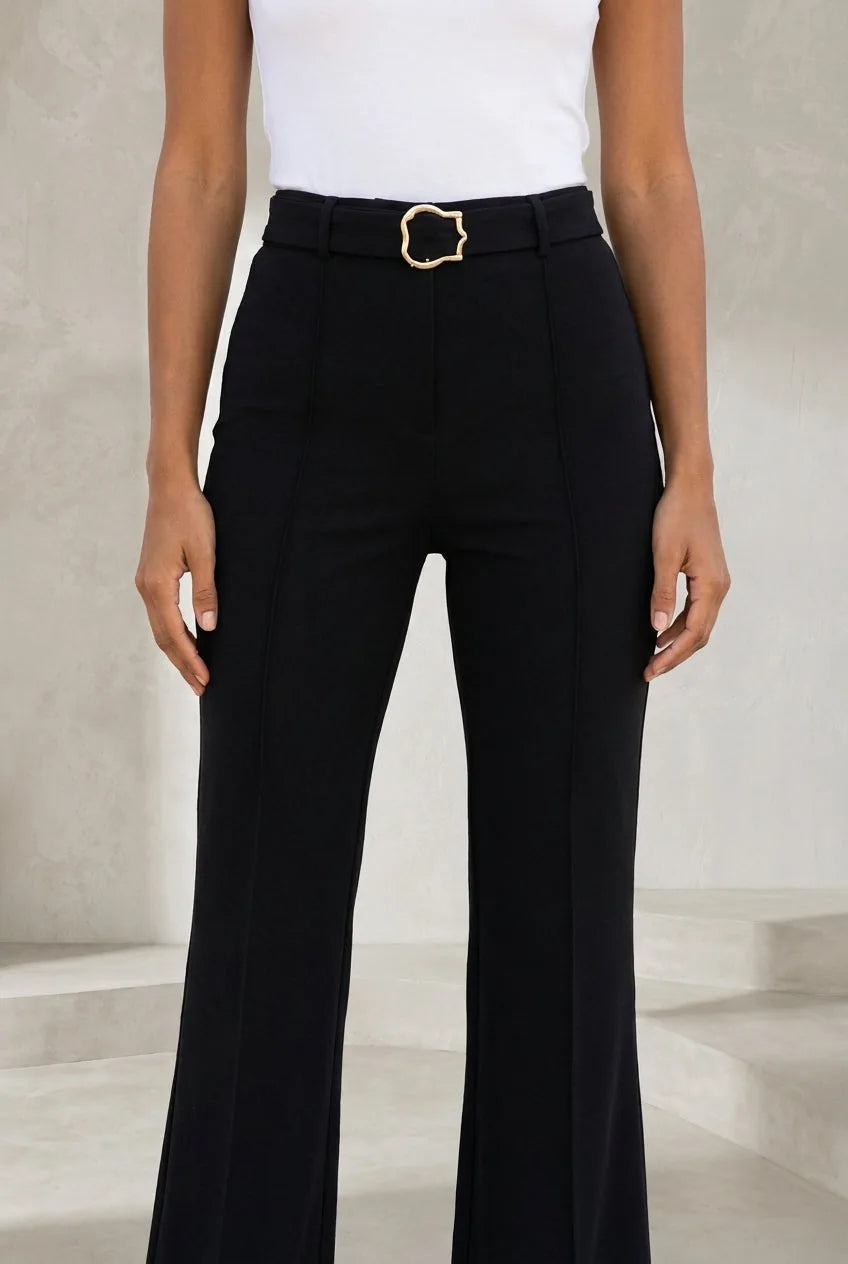 Pantalon noir taille haute évasé | Lounelle Paris