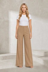 Camel Wide-Leg Tailored Trousers
