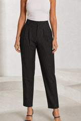 High-waisted striped tailored pants