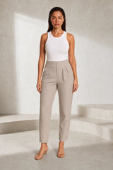 High-waisted striped tailored pants