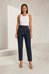 High-waisted striped tailored pants