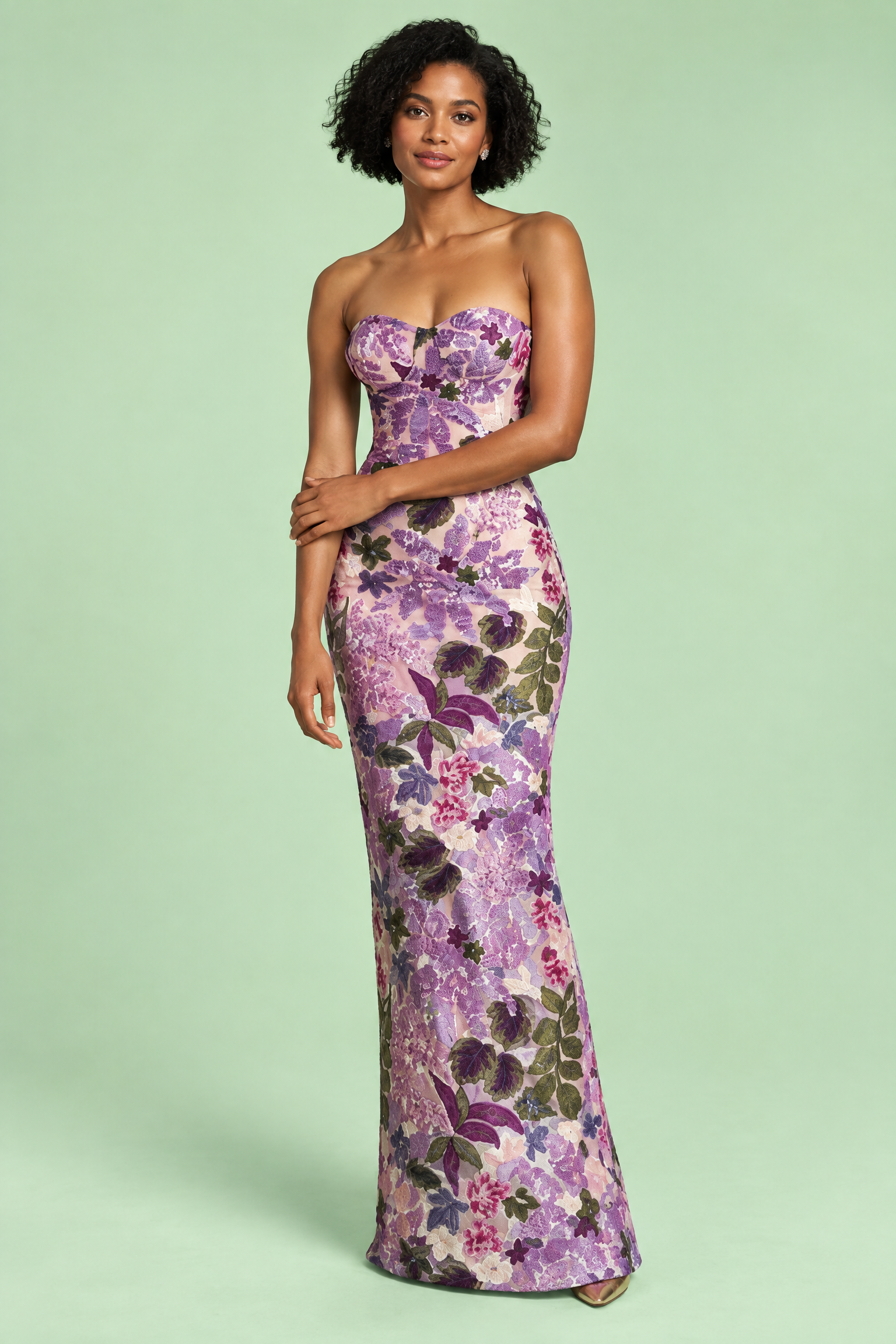 Robe moulante bustier violette | Vue de face | Lounelle Paris