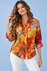 Floral Print Orange Shirt