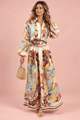 Printed Multi-Color Shirt and Skirt Set