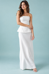 White Backless Two-Piece Skirt Set