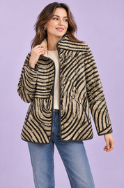 Veste matelassée beige à col montant | Vue de face | Lounelle Paris